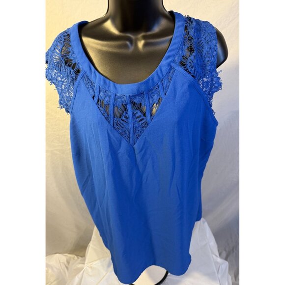 Brixon Ivy Ble Lace Top Shirt Blouse Womens Plus Size XXL 2X Sleeveless Pretty - Picture 1 of 3